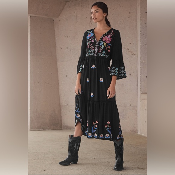 Johnny Was Los Angeles GRIFFIN RUFFLE TIERED dress size small - Picture 3 of 16